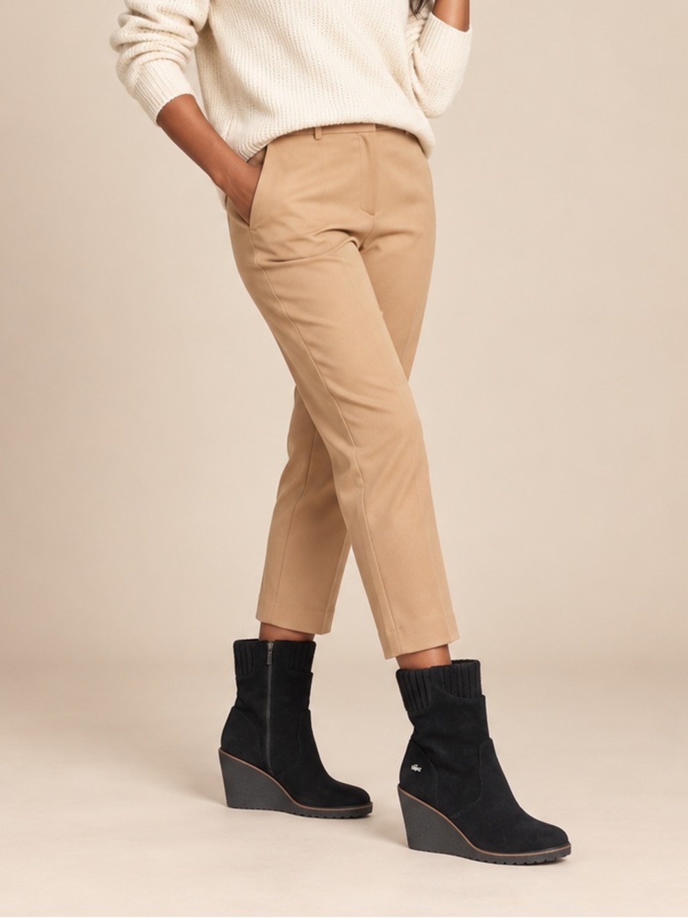 Lacoste Womens Suede Wedge Lazaret bootie Sz 9.5